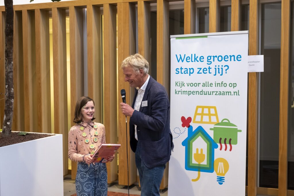 Klimaatburgemeester Annelieke in de Klimaatweek 2022 samen met wethouder Duurzaamheid Wubbo Tempel. 